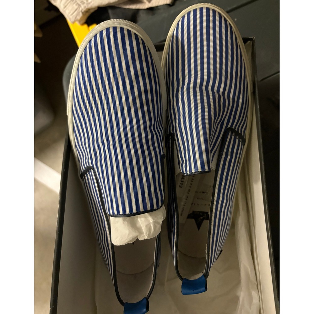 MJ Striped Slip On Sneakers Macchiaj Shoe‎ Navy Blue White Mens Shoes